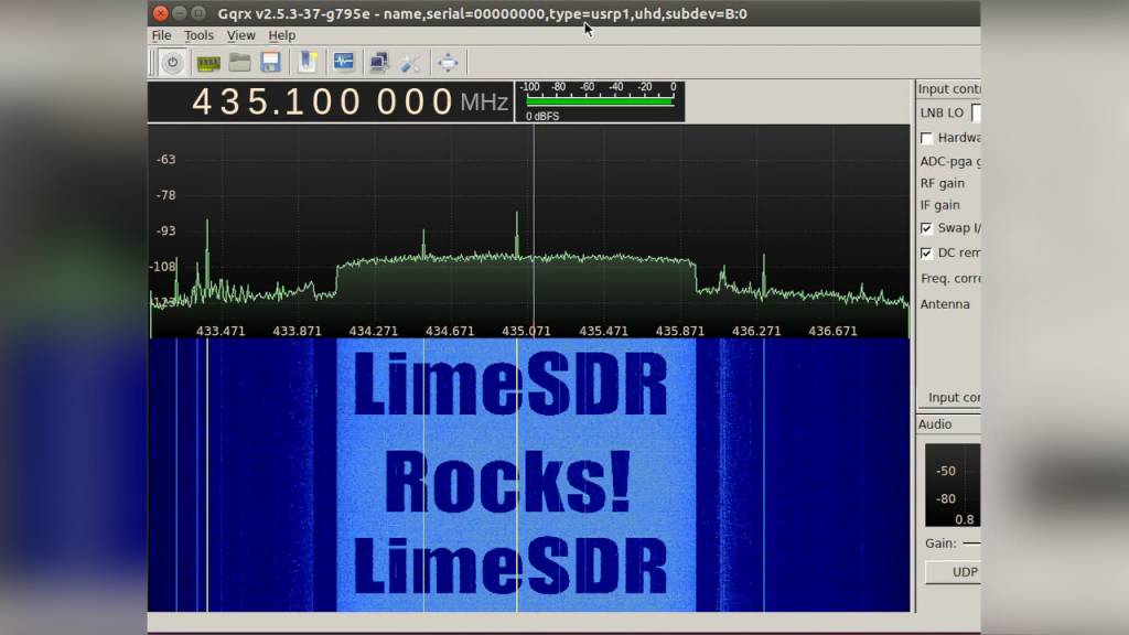 Chuck Swiger's "LimeSDR Rocks" Waterfall Demo